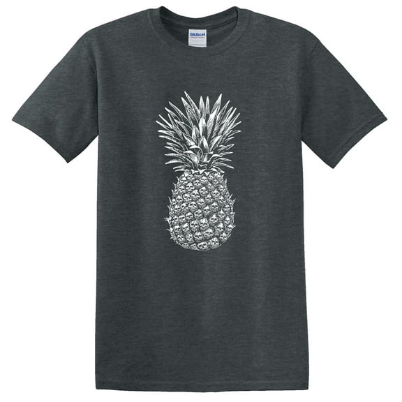 Skull Pineapple Retro Style T-Shirt Dark Heather 2XL
