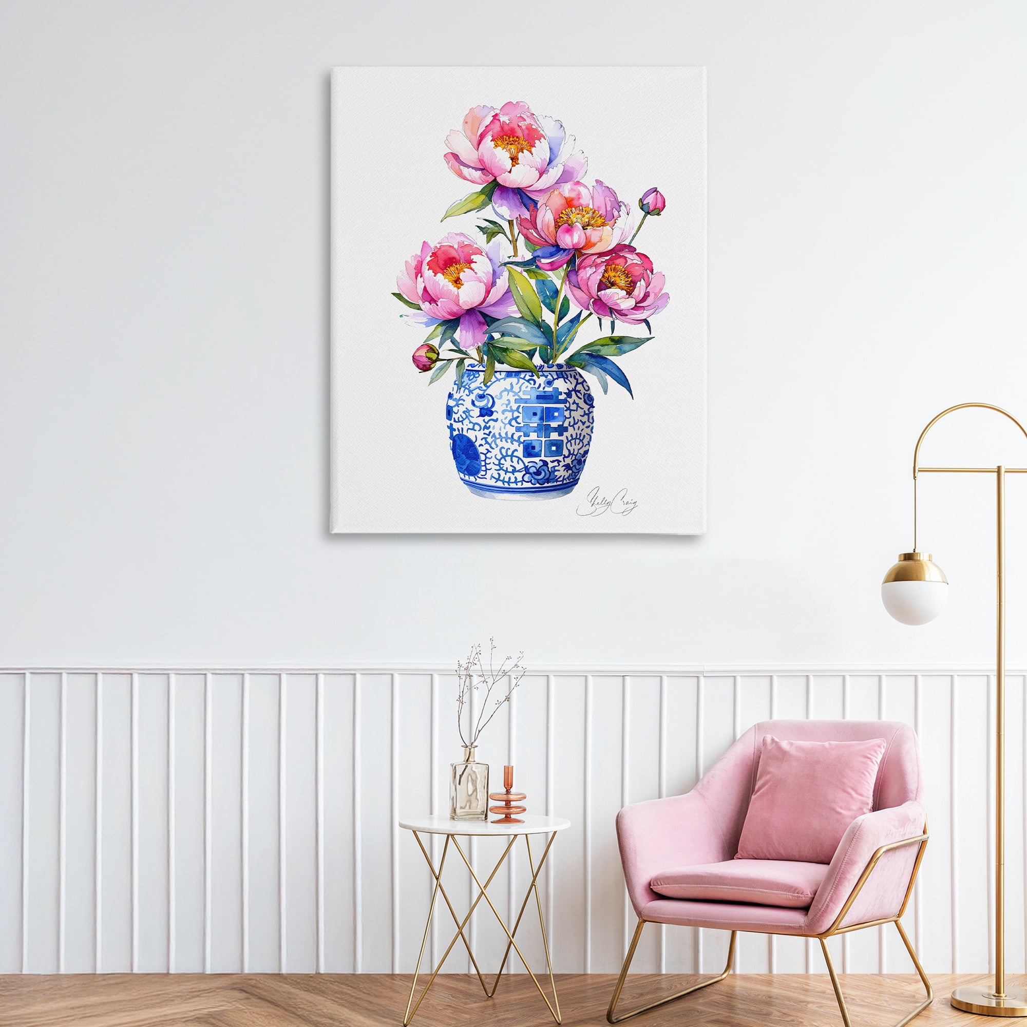 Stupell Industries Blue Dynasty Blooms Canvas Wall Art, design by Shelly Craig