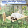 thumbnail image 5 of Suction Cup Folding Cat Window Perch No Drilling Wood Frame Cat Window Hammock for Indoor Living Room Bedroom, 5 of 10