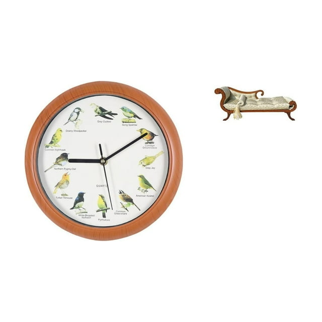 Reloj de pared con pájaro cantor, decoración para cocina, hogar, sofá en miniatura, cama de madera, accesorios para fotos, , silla, muebles d