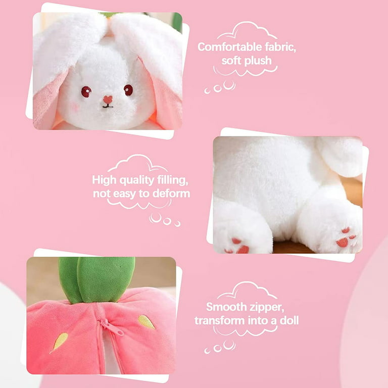 Kawaii Plushie Bunny Stuffed Animal Cute Plush Radish Rabbit Holding Carrot Plush  Toy Soft Pillow Doll Children Kid Girl Gifts