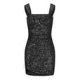 thumbnail image 5 of Tponi Sparkly Dresses For Women Bodycon Regular Square Neckline Tab Long Sleeve Black Dresses For Women L, 5 of 7