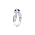 thumbnail image 2 of Created Blue Sapphire and Diamond Heart Ring 1.90 Carat (Ctw) in Sterling Silver for Women, 2 of 4