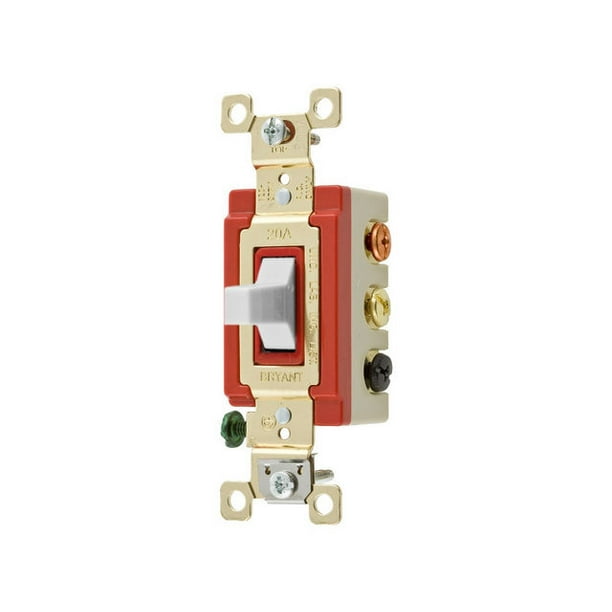 Bryant 4925W Toggle Switch, 20A, 120/277V AC, Double Pole, Double Throw