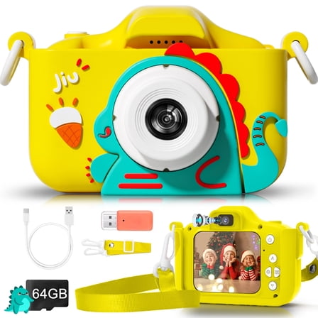 DAKIMOE Kids Camera Selfie Camera Toys for Toddlers Ages 3  Girls Boys HD Digital Video Camera 64GB, Christmas Birthday Gifts