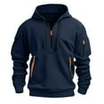 thumbnail image 6 of HAOTAGS Teen Boys Sport Hoodie, Half Zip Hooded Sweatshirts with Multi-pockets Casual Pullover Top Dark Blue 11 Years, 6 of 9