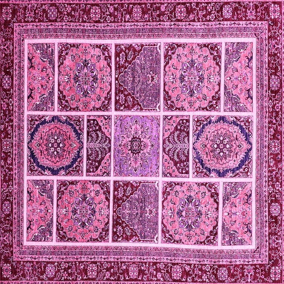 Ahgly Company Indoor Square Abstract Pink Modern Area Rugs, 3' Square