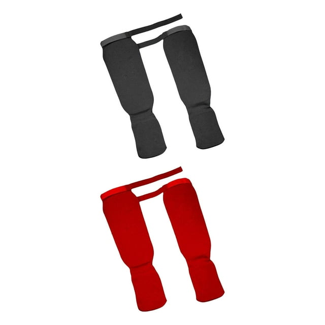 2 pares de espinilleras para hombre, accesorios para boxeo L rojo y negro