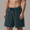 thumbnail image 2 of Ymyiu Elastic Waist Shorts for Men Mens Casual Shorts with Pockets Lightweight Shorts Elastic Waist Drawstring Stretch Everyday Casual Wear Size 3XL(Dark Green, 3XL), 2 of 4