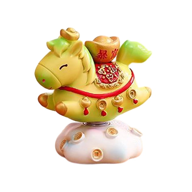 Estatua de caballo del zodiaco chino, año del caballo, bonita figura giratoria de resina, adorno de Feng Shui de la suerte para decoración de mesa en casa, oficina y tienda.