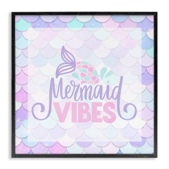 Pastel Mermaid Vibes Black Framed Giclee Art, design by Kim Allen