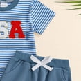 thumbnail image 5 of NOLDARES Toddler Boy 4th July Outfit Short Sleeve T-Shirt and Casual Shorts with Pockets Patriotic Stars Stripes Print 2-Piece Summer Set(Blue,12-18 M), 5 of 6
