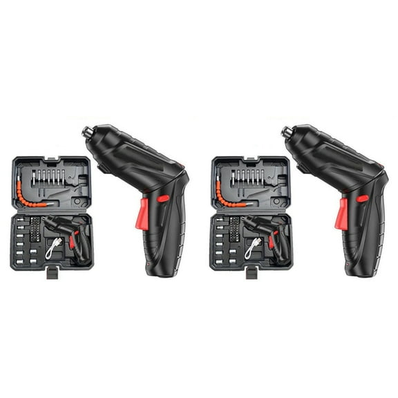 2X Rechargeable Mini Electric Screwdriver 90°-180°Rotating Handle LED Wireless Screwdriver Drill Electric Screw Driver