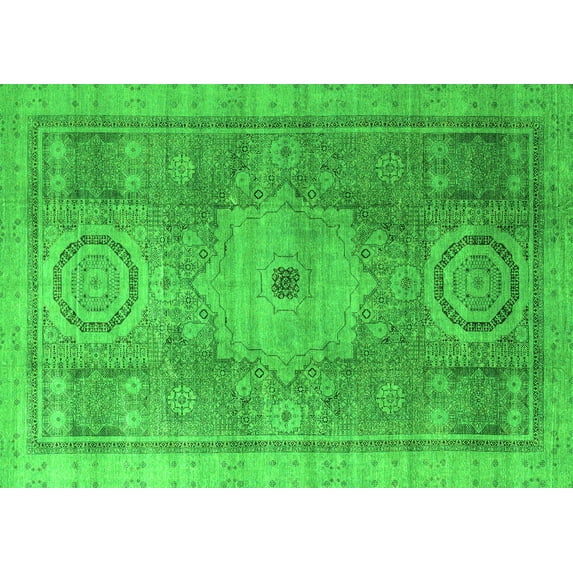 Ahgly Company Indoor Rectangle Abstract Green Modern Area Rugs, 4' x 6'