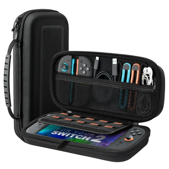 Carrying Case for Nintendo Switch 2 (2025), Large Capacity Protective Hard Shell Portable Travel Case Pouch for Switch 2, with 10 Game Card Slots and Pockets for Console & Accessories