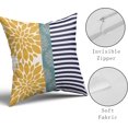 thumbnail image 5 of Yellow Blue Pillow Covers 18x18 Set of 2 Gray Dahlia Decorative Aqua Striped Throw Pillows Modern Geometry Flower Decorative Pillowcase Square Cotton Cushion Case Decor for Home Sofa Couch Bed, 5 of 6
