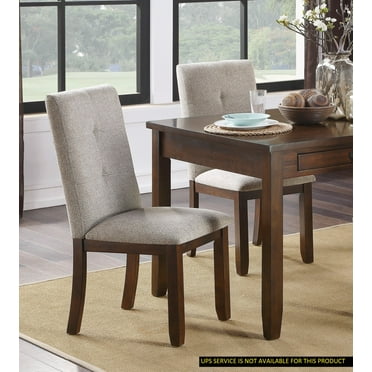 Dining Chairs Set of 2, Side Dining Room Chairs, Kitchen Chairs with Chenille Cushion Seat, High Back & Solid Wood Legs, Chairs for Dining Room, Kitchen, Living Room, Grey Seat Dark Cherry Legs