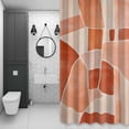 thumbnail image 4 of Geometric Pattern Shower Curtain for Bathroom Decor, Abstract Orange Square Modern Art Waterproof Fabric Shower Curtain, 48"x72" Set with 12 Hooks, 4 of 9