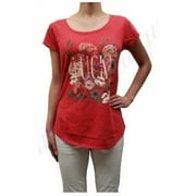 Lucky Brand Ladies Graphic Tee Shirt Crewneck T-shirt (High Risk Red, Small)