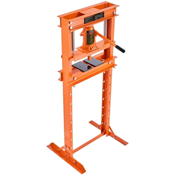 KFFKFF 12 Ton Hydraulic H-Frame Shop Press, Adjustable Garage/Workshop Floor Press with Press Plates, Durable Hydraulic Press for Workshop and Garage Use