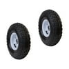ALEKO 2WAP10 Pneumatic Replacement Wheels for Wheelbarrow, 10" Air Filled Turf Tires for Hand Trucks, Lawn Carts, Set of 2, Black Tire, White Rim