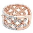 thumbnail image 4 of 3/4 ct. t.w Round Cut Lab Created Moissanite Diamond Double Row Floral Wedding Band Ring For Women In 14K Solid Rose Gold (G-H Color, VVS1 Clarity, 0.75 Cttw)-5, 4 of 7