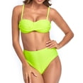 thumbnail image 4 of Traje de baño de mujer de 2 piezas de bikini cómodo de cintura alta de color sólido estilo playa OAVQHLG3B Store lin121212, 4 of 4