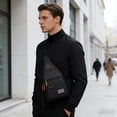 thumbnail image 4 of Men's Business Chest Bag with Multi-Layer Storage Pockets, Crossbody Purse, Small Item Storage Bag, Lightweight Design for Daily Commute, Business Travel and Outdoor Activities, 12*6.7in, Black, 4 of 6