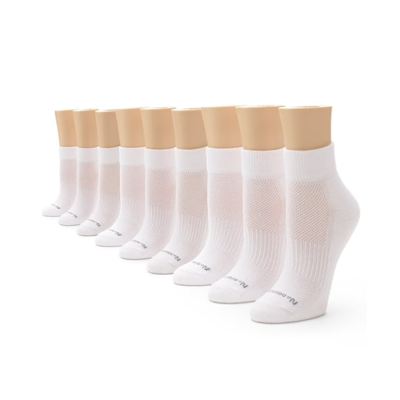 No Nonsense Women's Soft & Breathable Cushioned Quarter Top Sock, White - 9 Pair Pack, 4-10