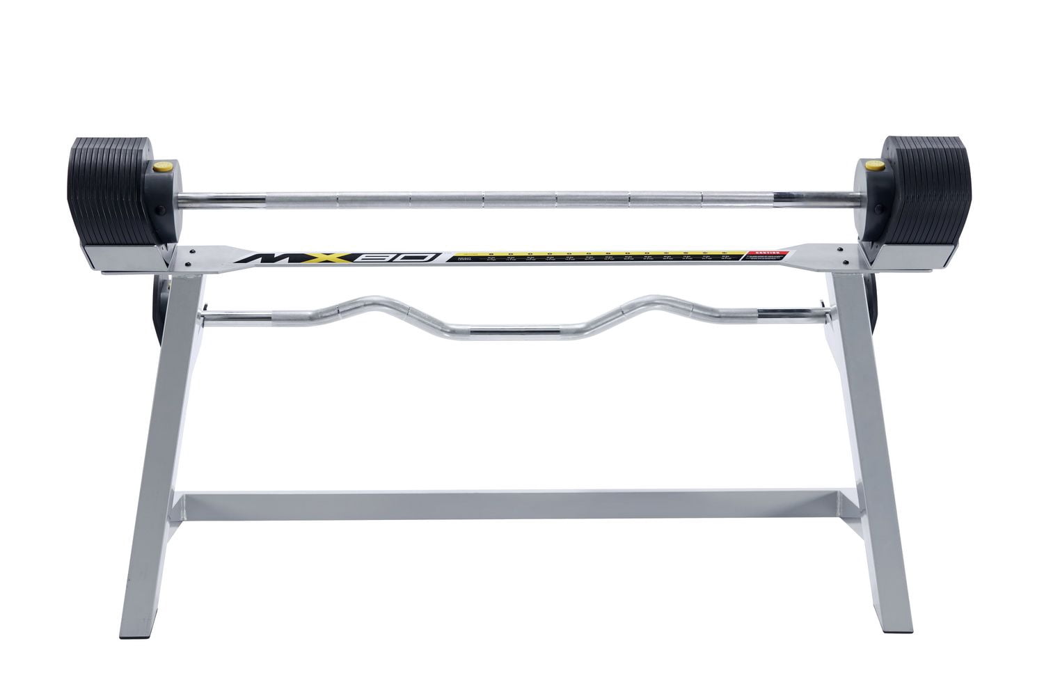 MX Select Selectorized / Adjustable Home Gym Barbell / MX-80LBS w/Sturdy Storage Base