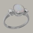 thumbnail image 2 of LBG British Made 9k White Gold Real Natural Opal & Diamond Womens Statement Ring - 33 size options - Size 8, 2 of 6