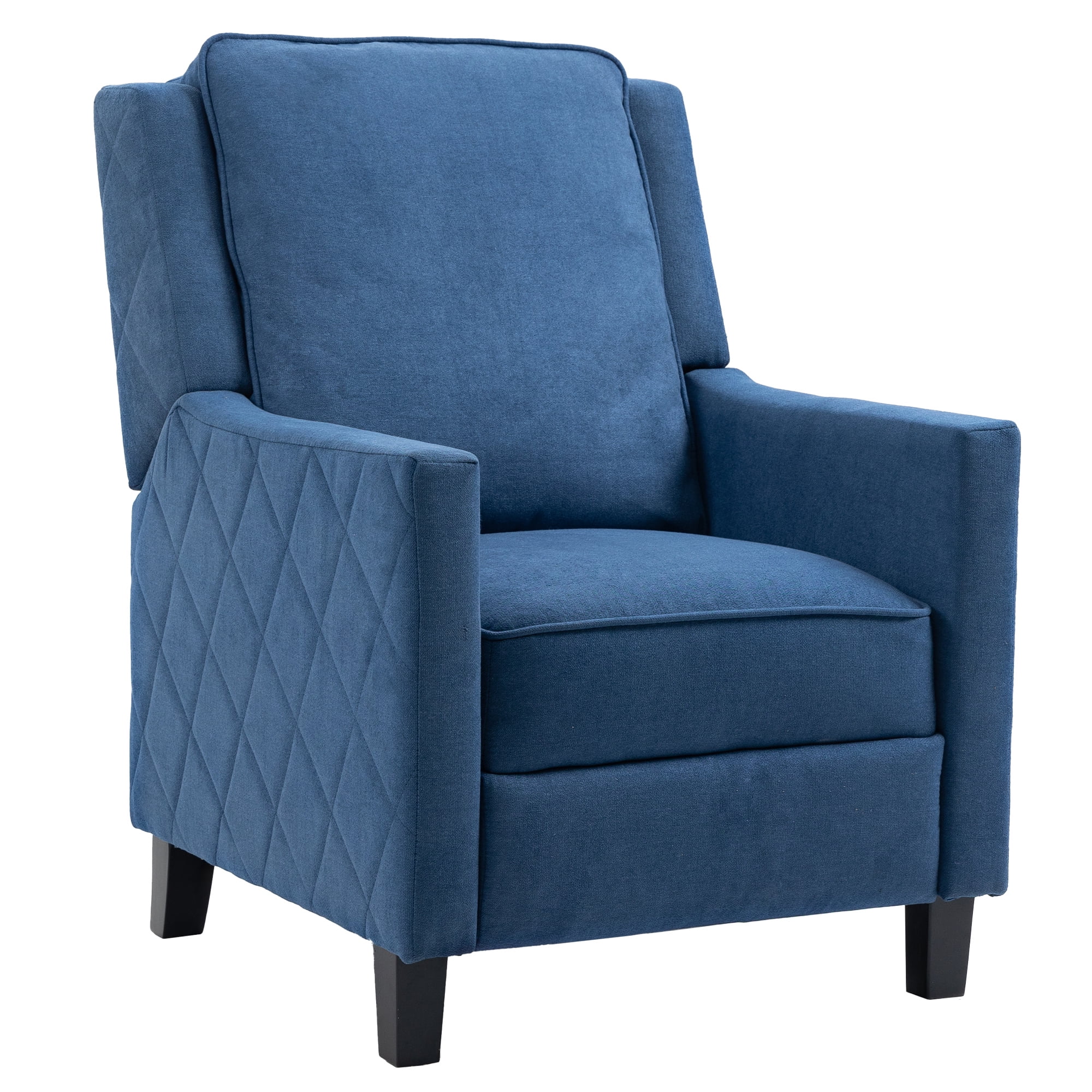 AVAWING Push Back Recliner Chair, Blue Wing Back, Fabrics, Mid-Century Accent, Living Room