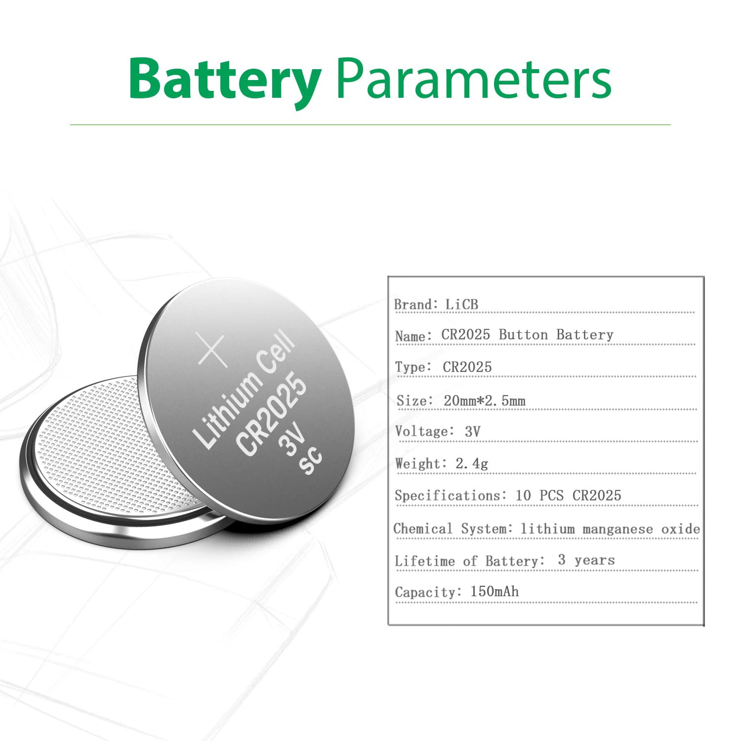 Pile bouton lithium blister CR2025 3V 160mAh