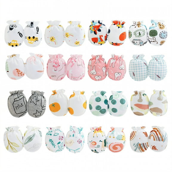 TELOLY 16 Pairs Baby Mittens,Cotton Mittens for Newborn Baby Boy,No Scratch Baby Mittens 0-6 Months