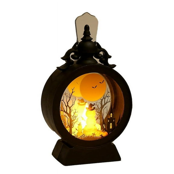 Harliver 2PCS Halloween Hanging Lantern, Halloween Lights Lantern Set with Flameless Candle Vintage Pumpkin Witch’s Castle Lanternst for Halloween Party Spooky Scary Scene Decor