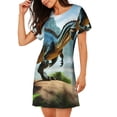 thumbnail image 2 of Fuzoiu Lake Forest Dinosaur A Print Women Nightgowns, Soft Comfy Lightweight Short Sleeves Sleepwear,Crew Neck Loungewear, 2 of 6