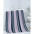 thumbnail image 3 of Navy Blue Purple Striped Towel Set of 3, Soft Microfiber Bath Towels, Hand Towel, Washcloths, Gradient Horizontal Lines Quick-Dry Absorbent Towels for Bathroom Kitchen Hotel Beach Gym Spa, 3 of 7