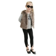 dmqupv Sweater Vest Girls Toddler Kids Girls Winter Warm Fleece Coat Outwear Thick Warm Waistcoat Brown,Size for 2-3 Years