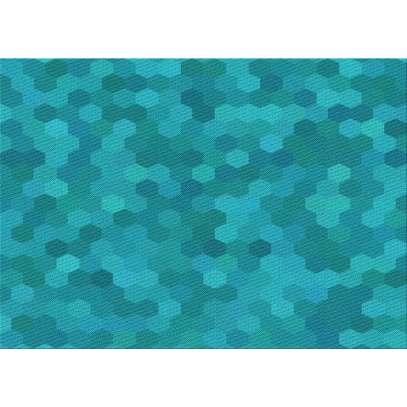 Ahgly Company Indoor Rectangle Patterned Bright Turquoise Blue Area Rugs, 3' x 5'