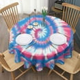 thumbnail image 3 of Colorful Tie Dye Pattern Round Tablecloth 60"x60",Wrinkle Wipeable Table Cloth for Kitchen Dining Room Picnic Patio Party, 3 of 6