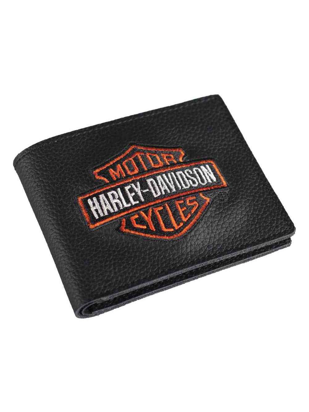 Men's Embroidered Bar & Shield Billfold Wallet, XML4336-ORGBLK, Harley Davidson