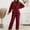 Wine, variant on Women's Fleece Pajama Set 2 Piece Long Sleeve Pullover Tops and Pants Outfit Warm Loungewear Cozy Sleepwear New Fall Sets for Women Pants and Tops Navy XL