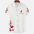 thumbnail image 3 of Camisa hawaiana con estampado 3D de flores de cerezo y ciruelo para hombre, blusas hawaianas de verano para mujer, blusas con solapa y mangas cortas, 3 of 5