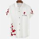 thumbnail image 3 of Camisa hawaiana con estampado 3D de flores de cerezo y ciruelo para hombre, blusas hawaianas de verano para mujer, blusas con solapa y mangas cortas, 3 of 5