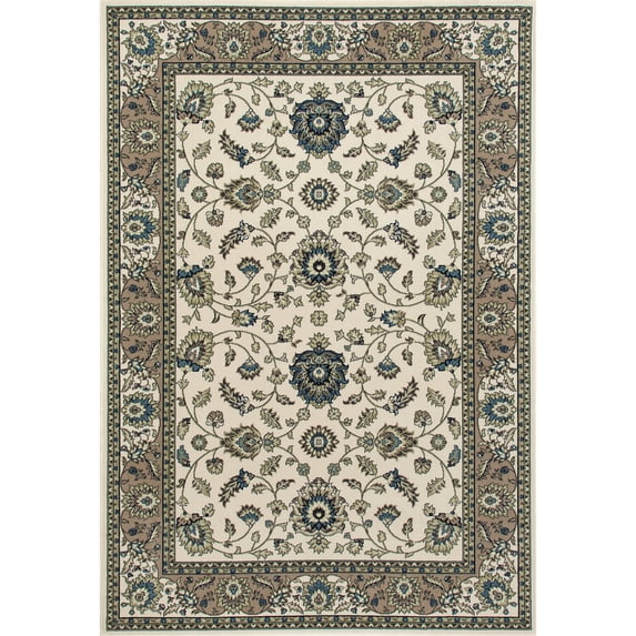 Art Carpet Kensington Jacobean border Cream, Light Green, Light Blue 3'11" x 6'1" Oval Rug