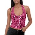 thumbnail image 2 of Tank Tops for Women Deep V Neck Sequin Tie Back Slim Fit Cropped Tops, 2 of 5