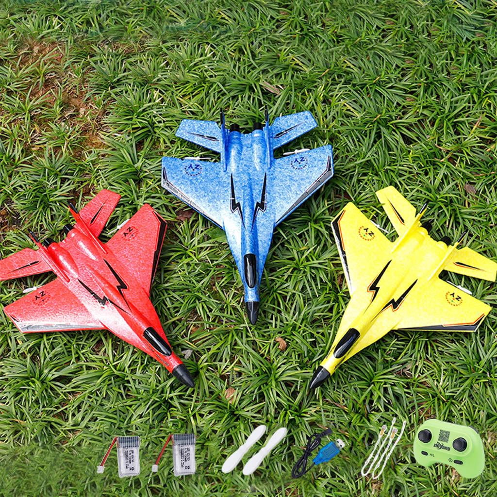 2.4G 2 Channel RC Airplane Battery Powered 3.7V 150mAh Foam for Beginner Yellow 2x Battery