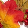thumbnail image 5 of 4 Pcs Artificial Maple Leaves & Berries Candle Rings, 11" Wide Autumn Wreaths, Fall Candle Holders, Farmhouse Thanksgiving Candle Holder Wreaths, Wedding Centerpiece Table Door, Halloween Decoration, 5 of 6
