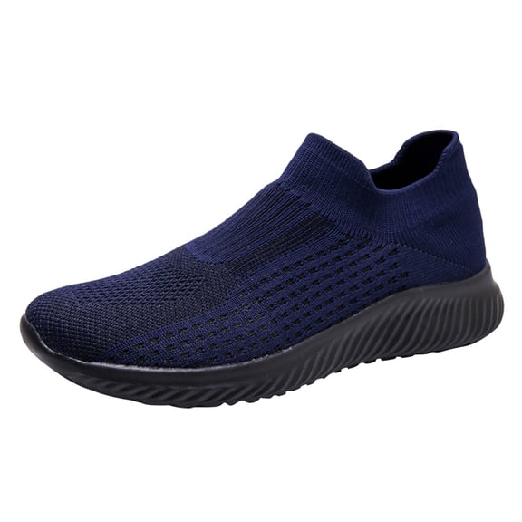 Men's Knit Sock Shoes S𝗅ip on Casual Sneakers Comfortable Soft Sole Sport Shoes Breathable Gym Workout Shoes Laceless Walking Tennis Shoes for Summer and Autumn