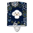 thumbnail image 1 of Carolines Treasures BB5108CNL Blue Flowers White Poodle Ceramic Night Light, 1 of 1